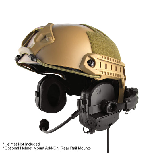 PolTact V2 Tactical Comms Helmet Headset w/ Active Hearing Protection - For Midland 2-Pin Radios (GXT/LXT Series)