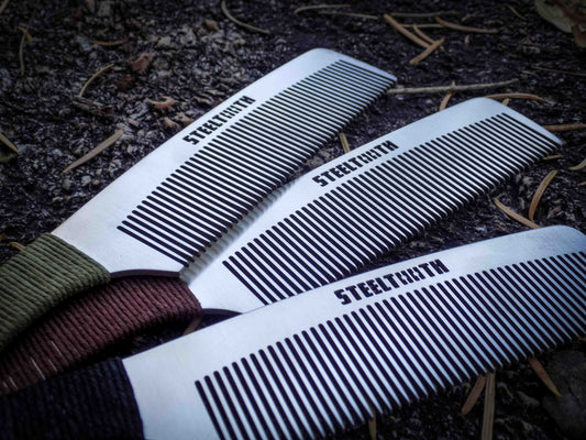 Hemp Cordage Handle Steeltooth Comb - Earth Tones