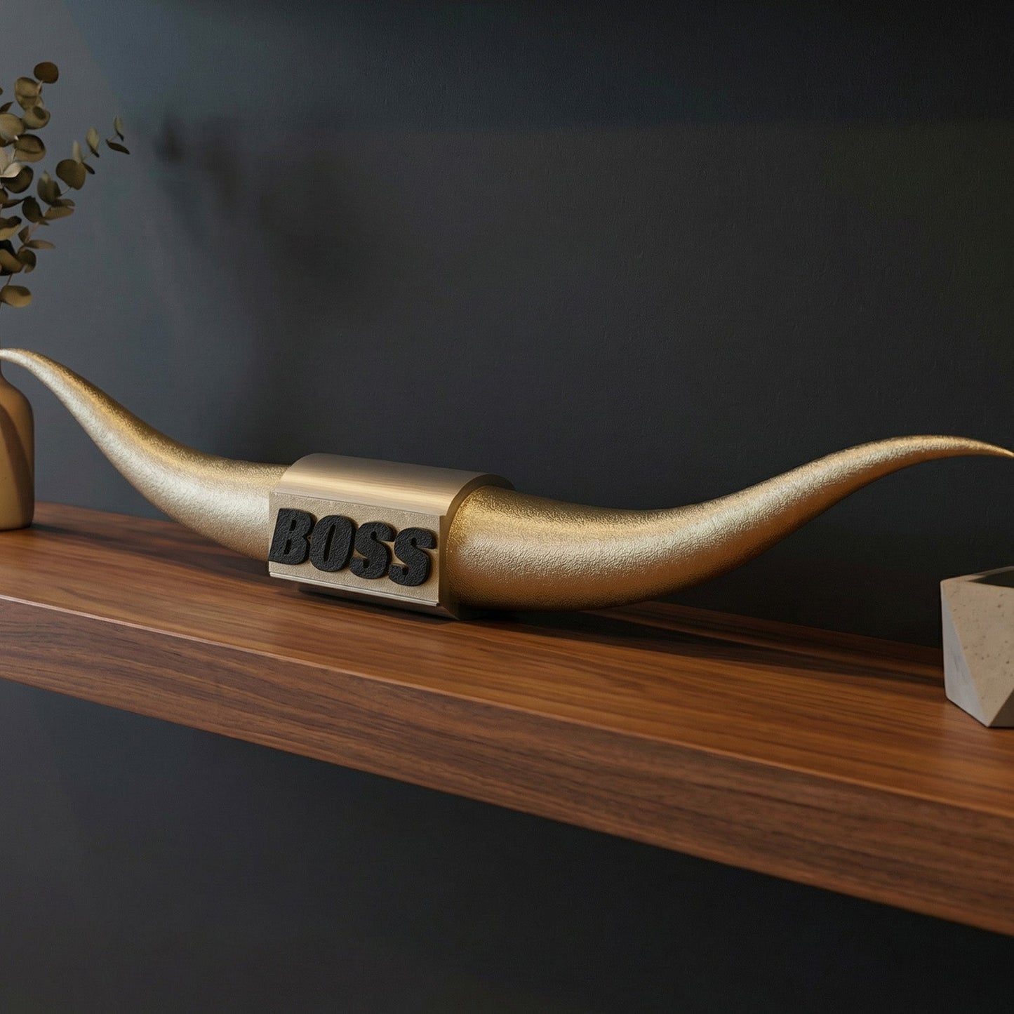 ADG42 The Boss Gold Steer Horns | Home Office