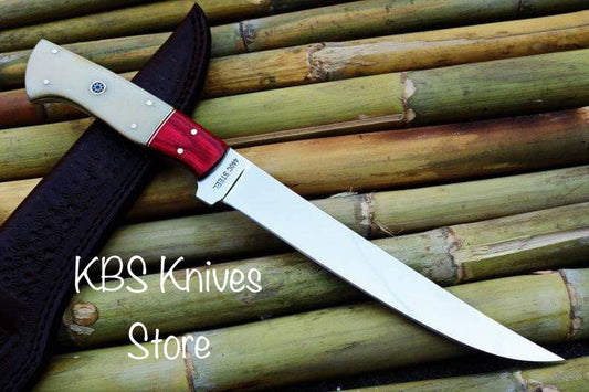High Carbon Steel Fillet Knife – 8" 440C Blade with Bone & Exotic Wood Handle