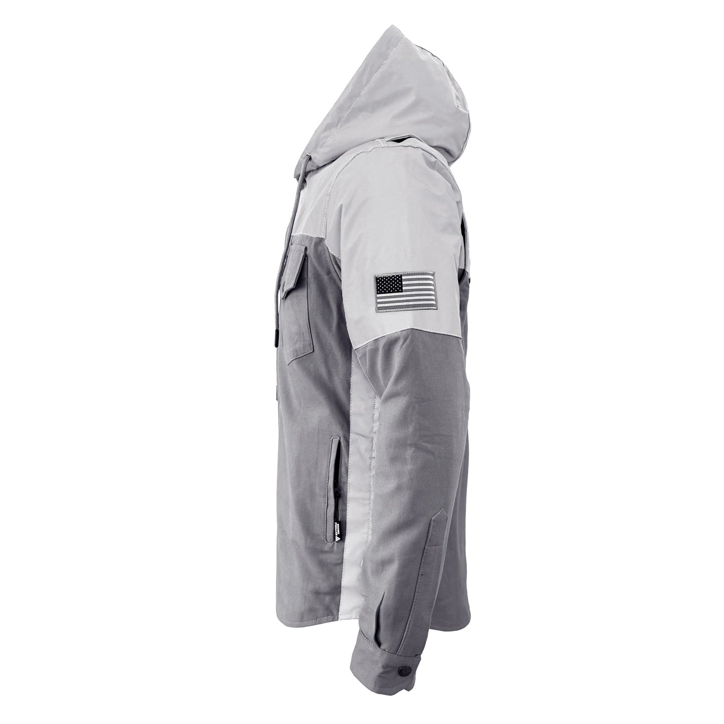 Protective Reflective Flannel Hoodie "Twilight Titanium" For Men - Grey and Silver