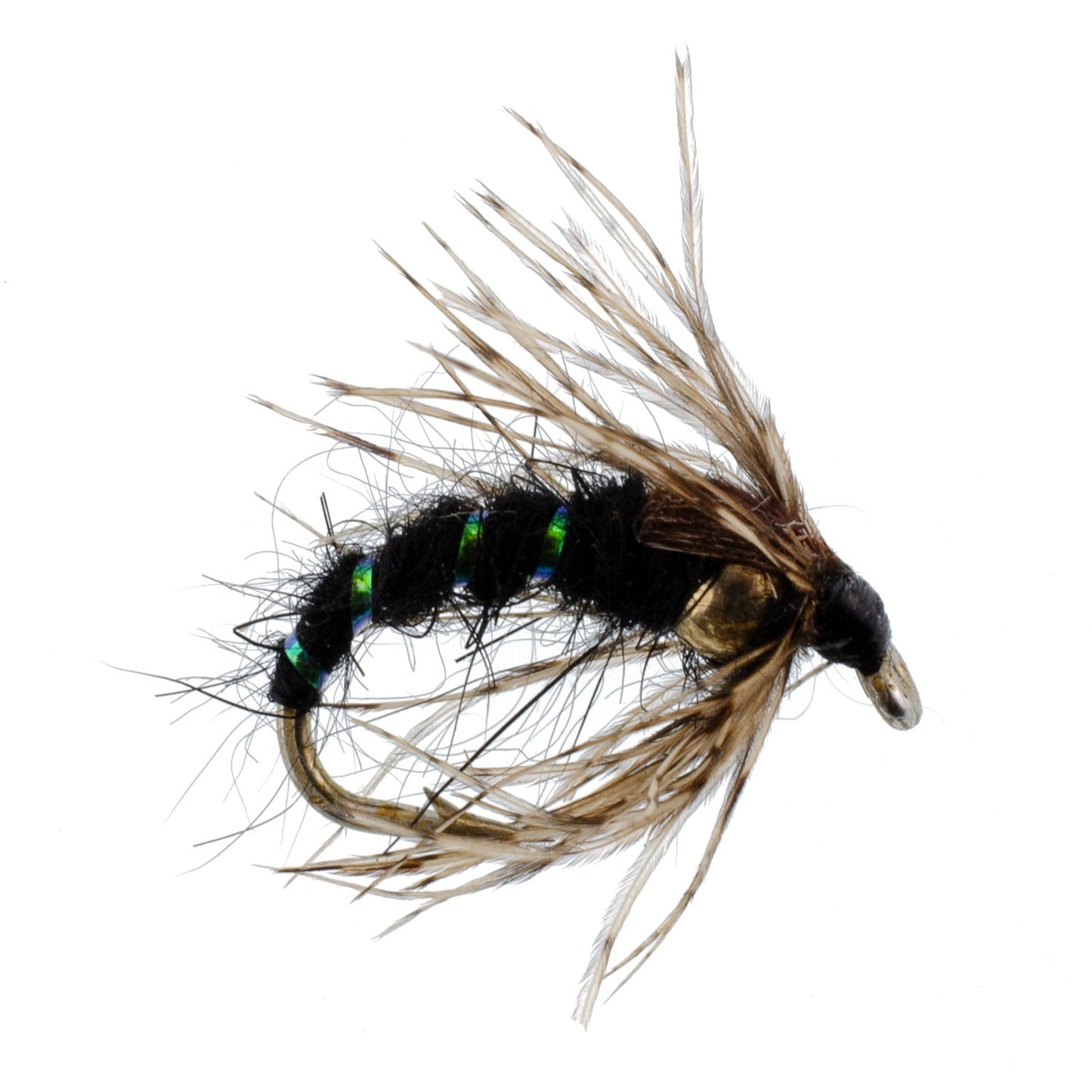 3 Pack Black Holy Grail Caddis Pupa Emerger Flies Hook Size 12