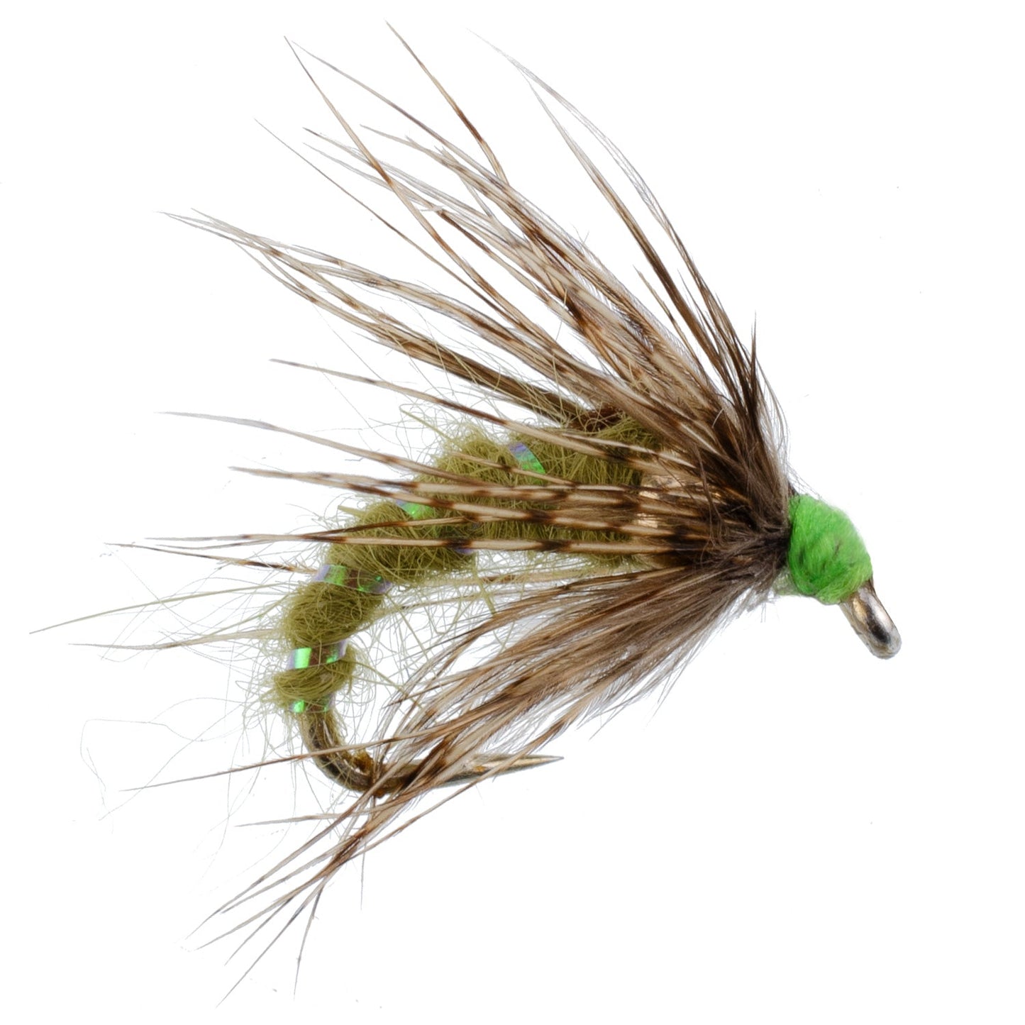 Olive Holy Grail Caddis Pupa Emerger 12 Flies Hook Size 14