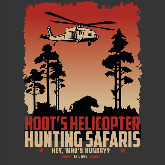 Hoot's Helicopter Hunting Safaris T-shirt