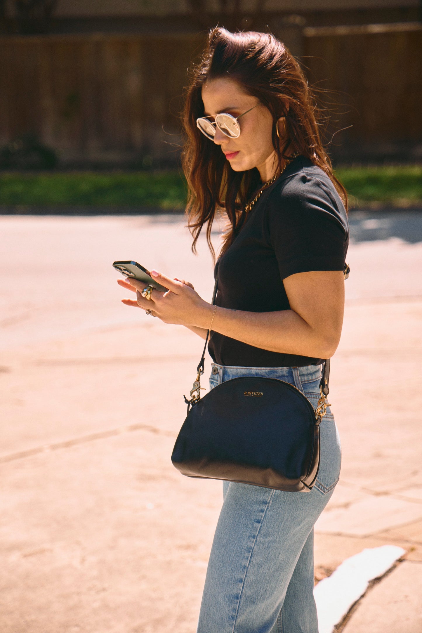 Hopper Crossbody Bag | Black Leather