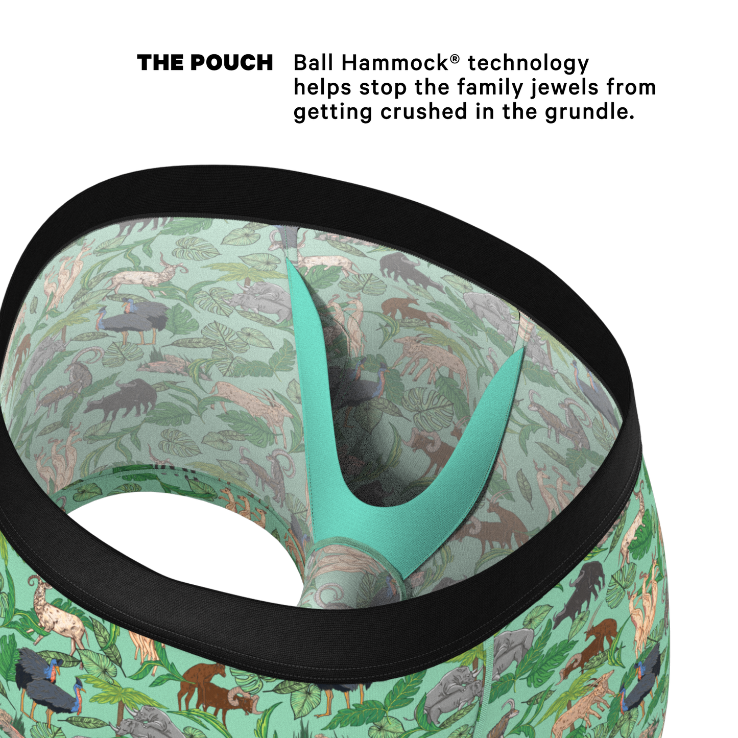 The Hornography | Tropical Animals Ball Hammock® Pouch Trunks Underwear