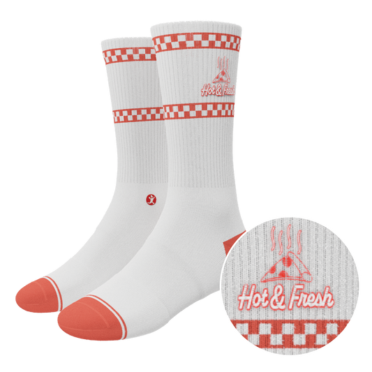 The Hot & Fresh | Pizza Box Heel Hammock™ Crew Socks