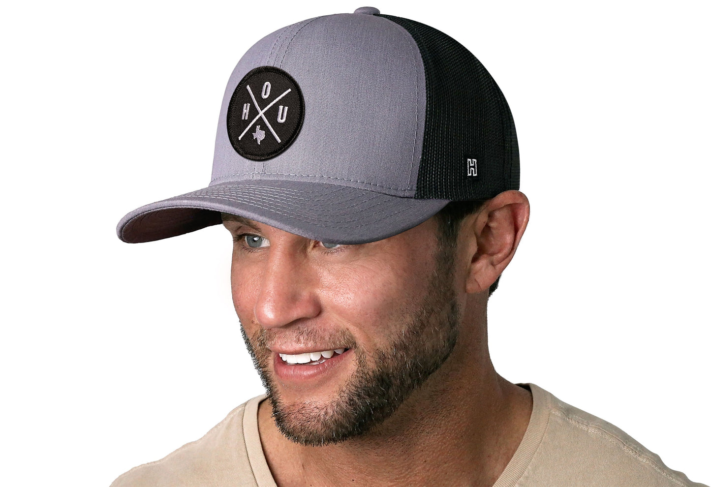 Houston Trucker Hat  |  Gray-Black HOU X Snapback