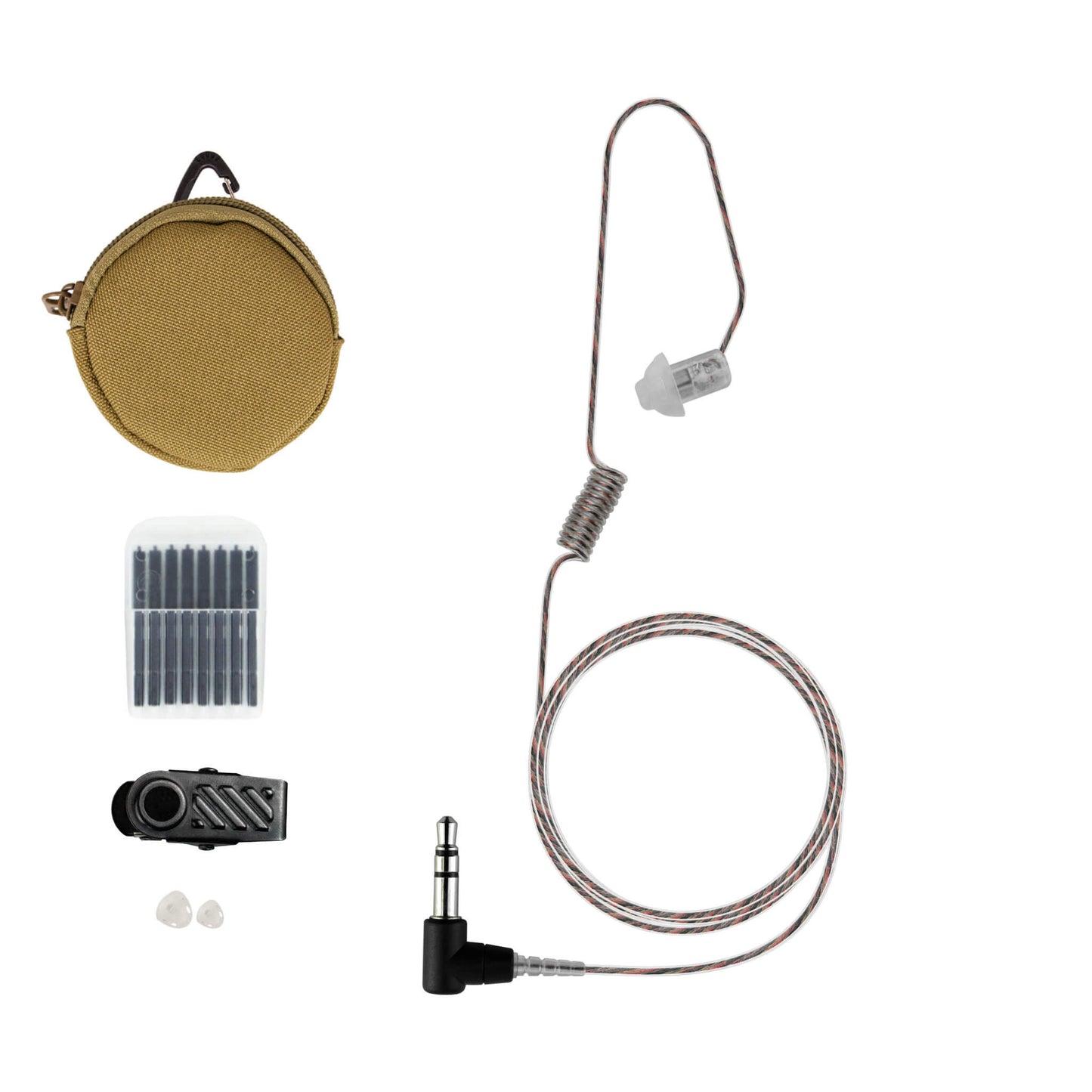 Braided Fiber Tactical Mic & Invisible Series Tubeless Earpiece Complete Kit w/ Quick Disconnect (Hirose) - Sonim XP5, XP5plus, XP5s, XP8, XP10, SoftBank