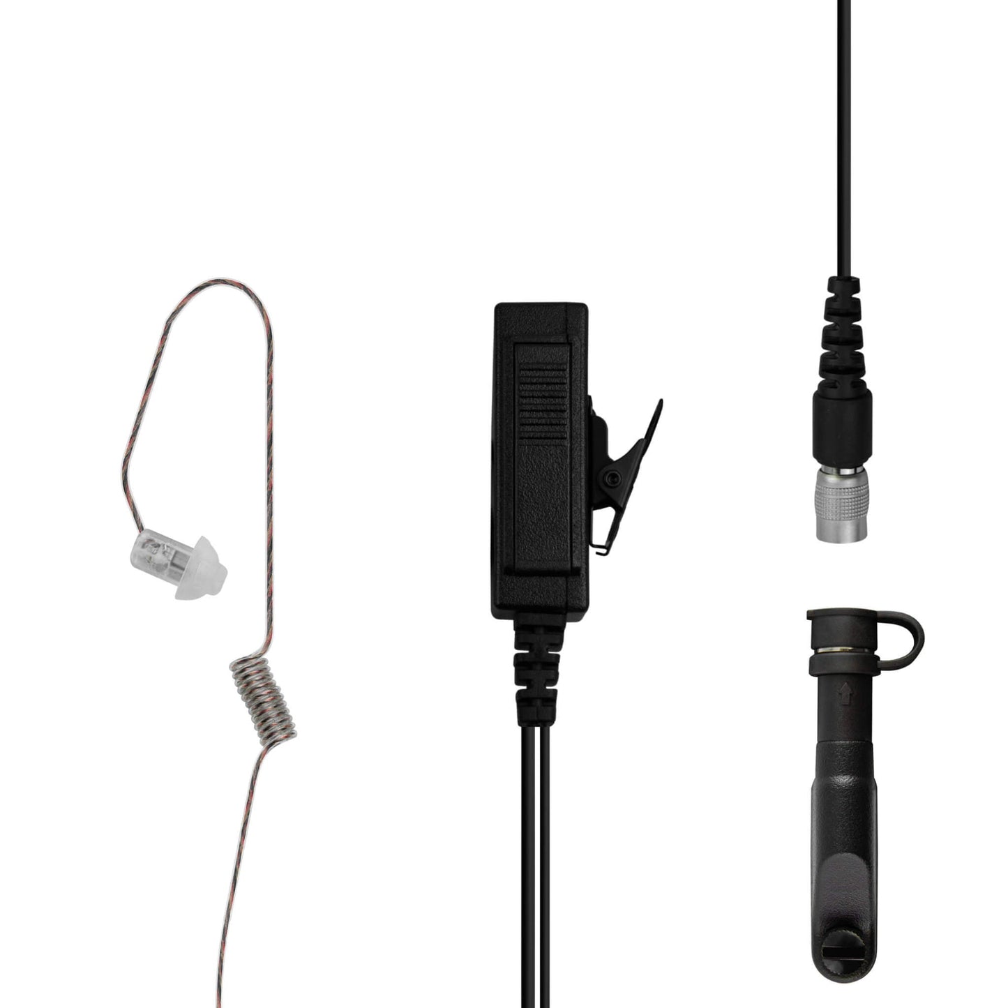 Patrol Mic & Invisible Series Tubeless Earpiece Complete Tactical Kit w/ Quick Disconnect (Hirose) - Harris/Tait TP3000/7110/7100/8000/9000 Series