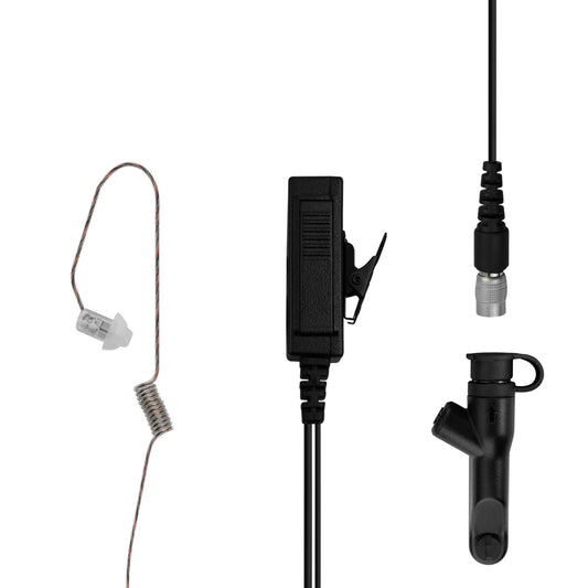 Patrol Mic & Invisible Series Tubeless Earpiece Complete Tactical Kit w/ Quick Disconnect (Hirose) - Harris/Tait TP3000/7110/7100/8000/9000 Series