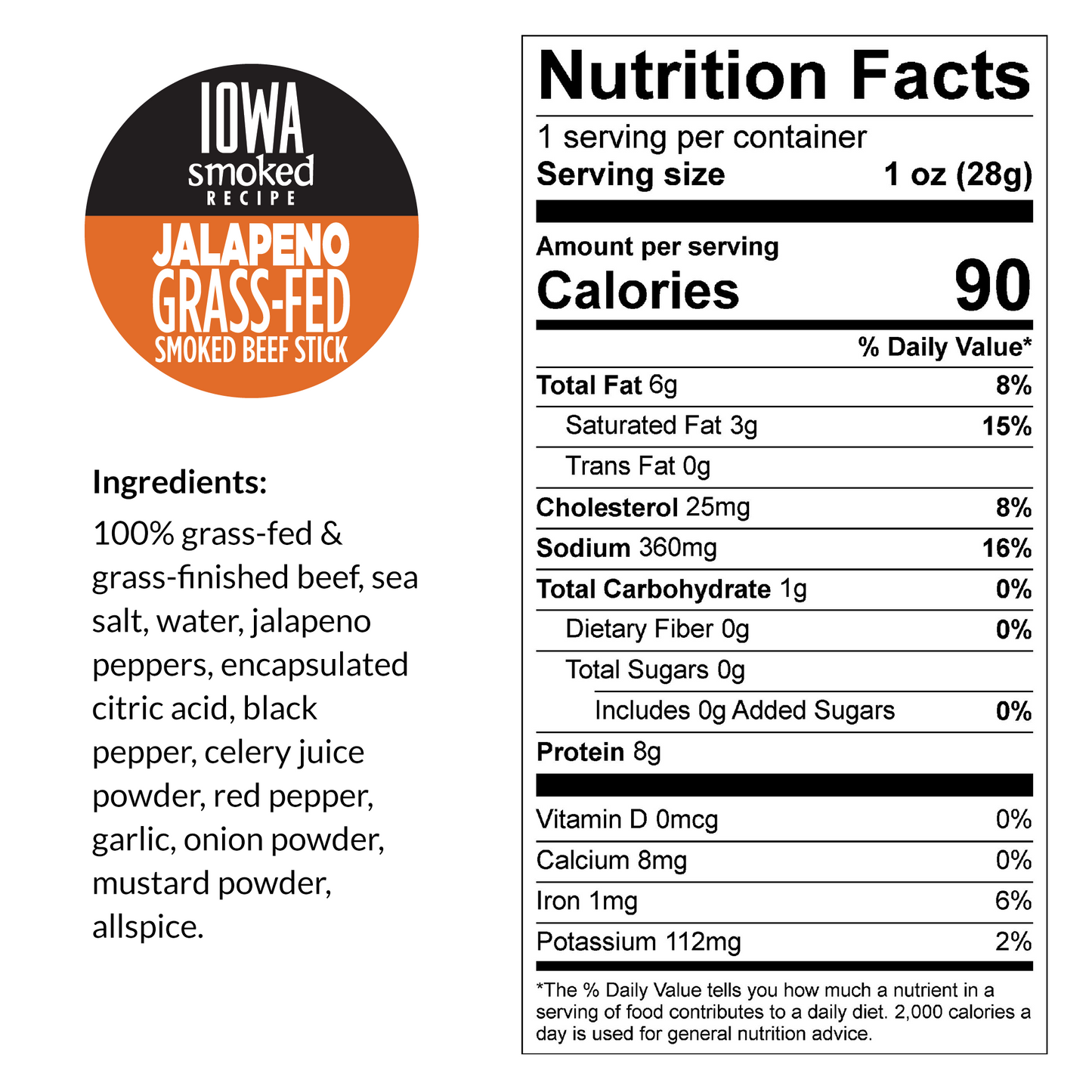 Jalapeno, Iowa Smoked Recipe, 100% Grass-Fed Beef Bites, 8-oz Packages