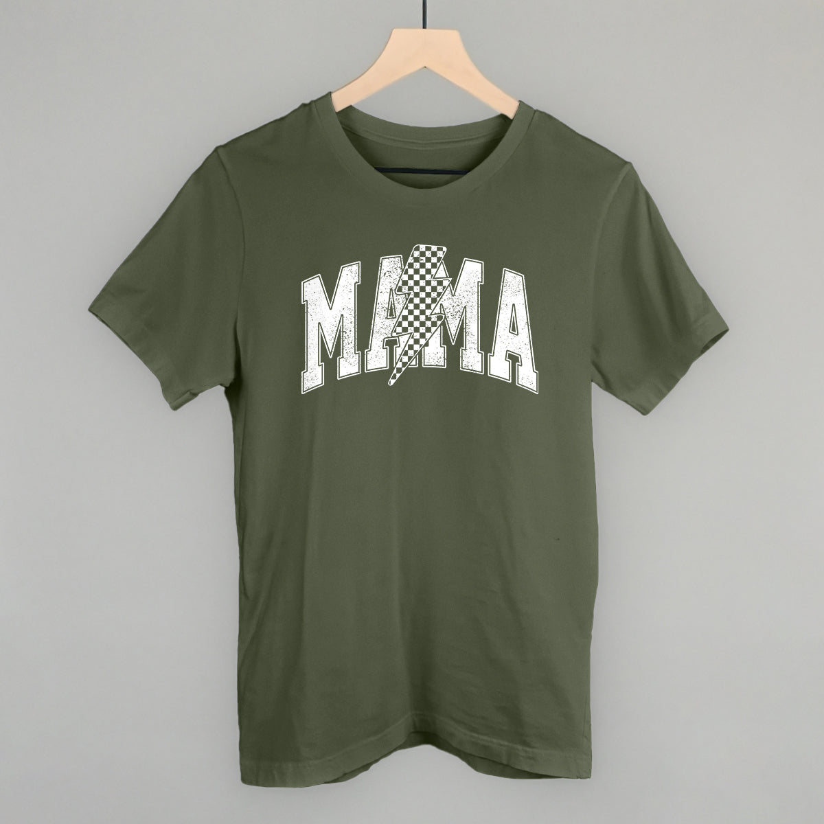 Mama Checkered Lightning Bolt Distressed