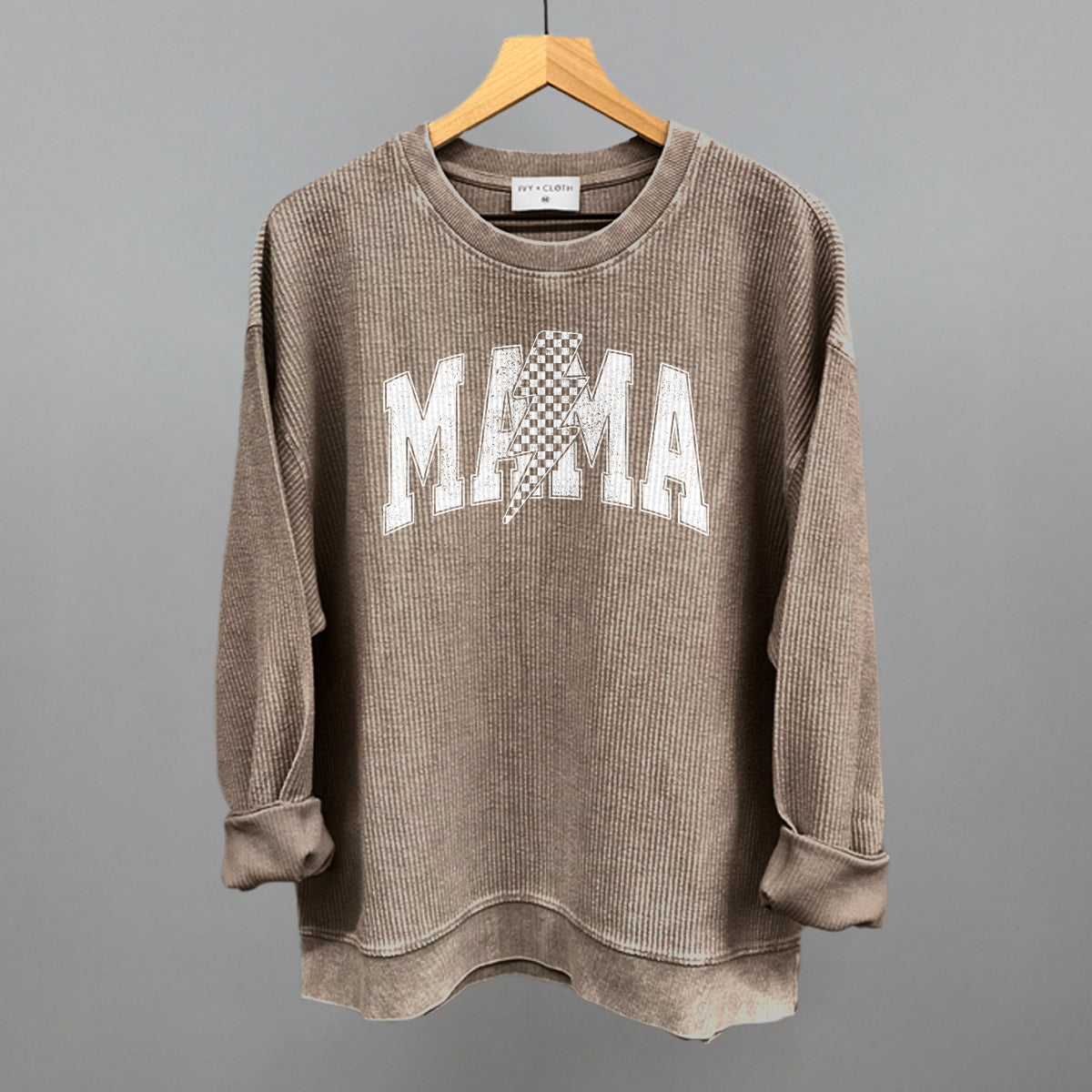 Mama Checkered Lightning Bolt Distressed