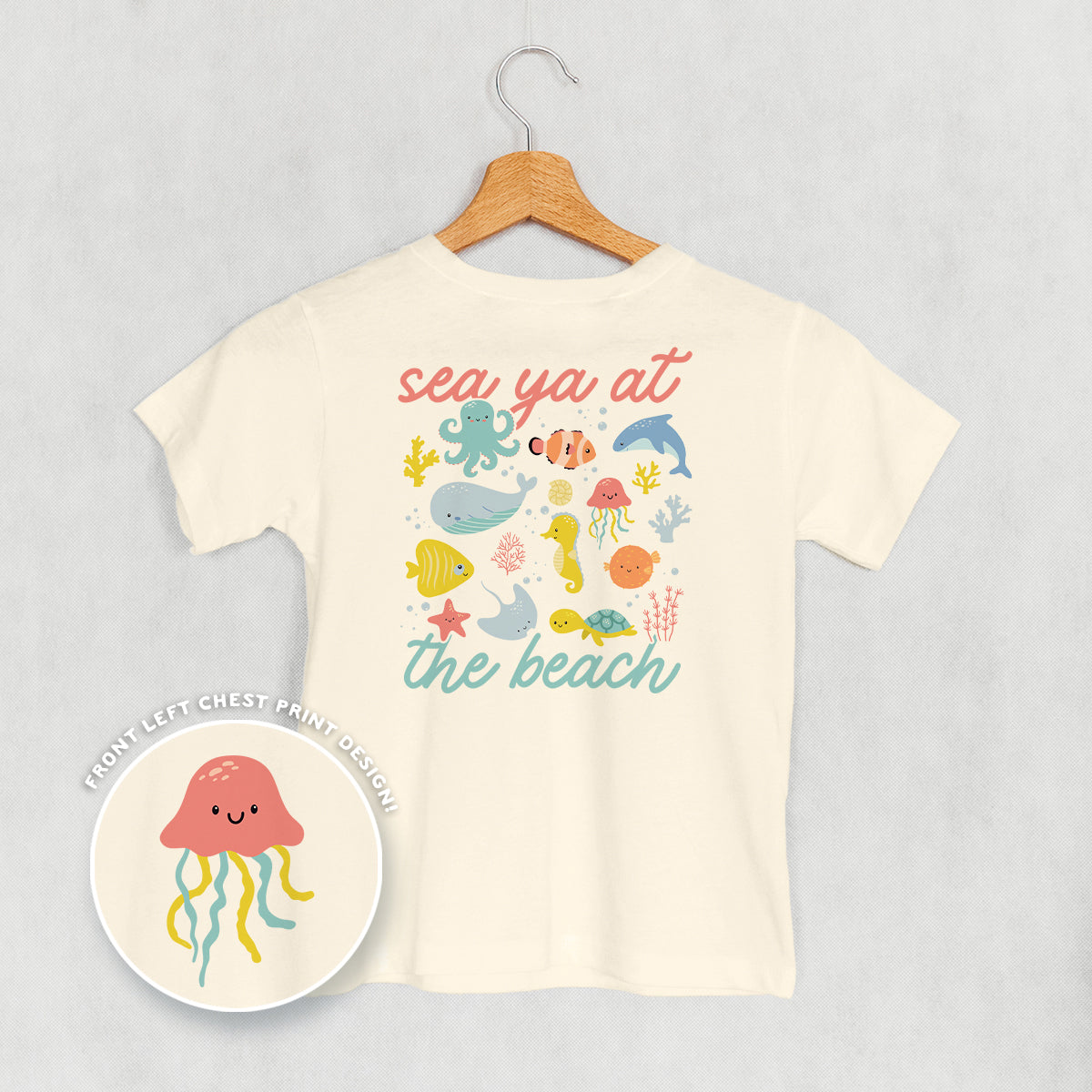 Sea Ya At The Beach Doodles (Kids Back Print)