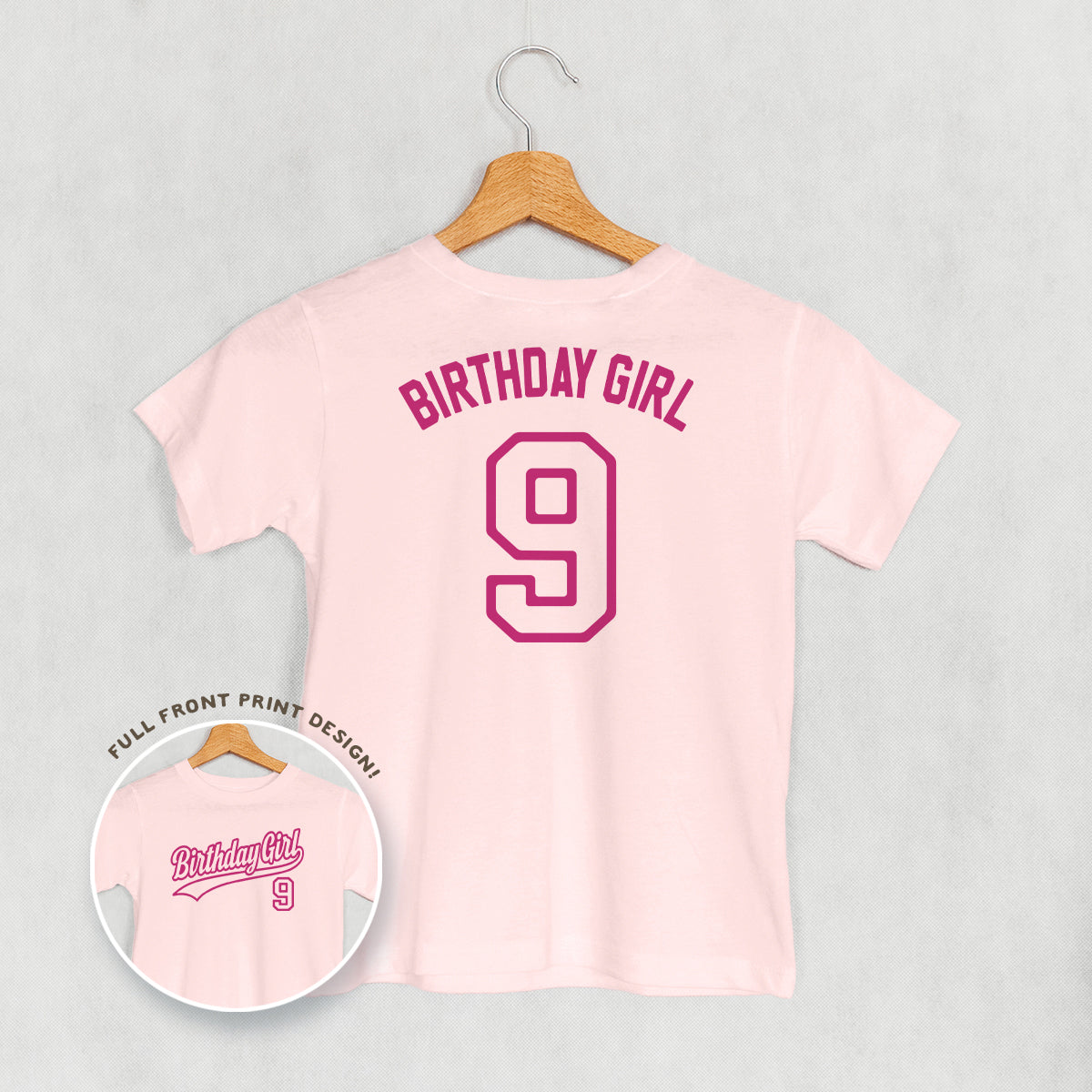 Birthday Girl Varsity #9 (Kids Back Print)