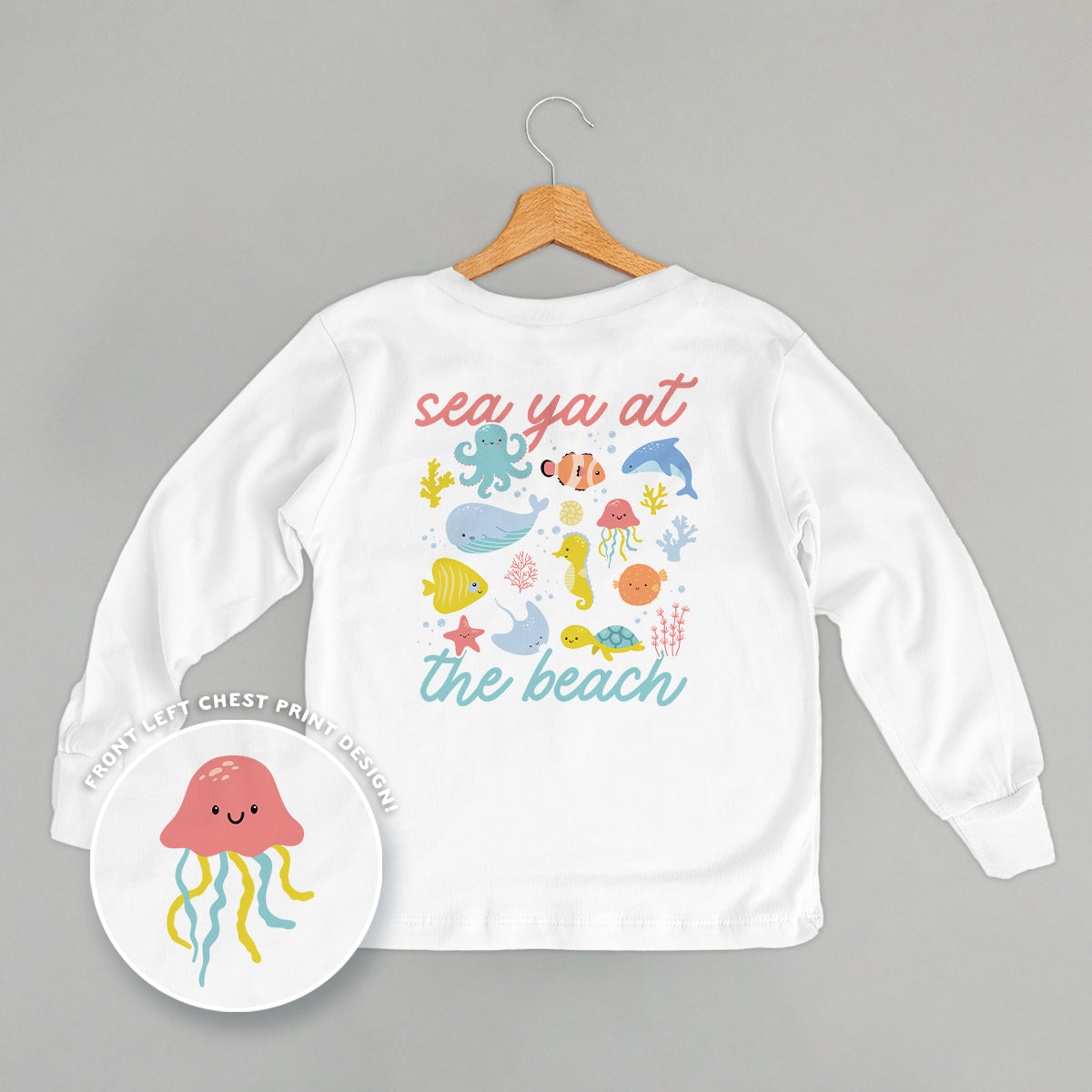 Sea Ya At The Beach Doodles (Kids Back Print)