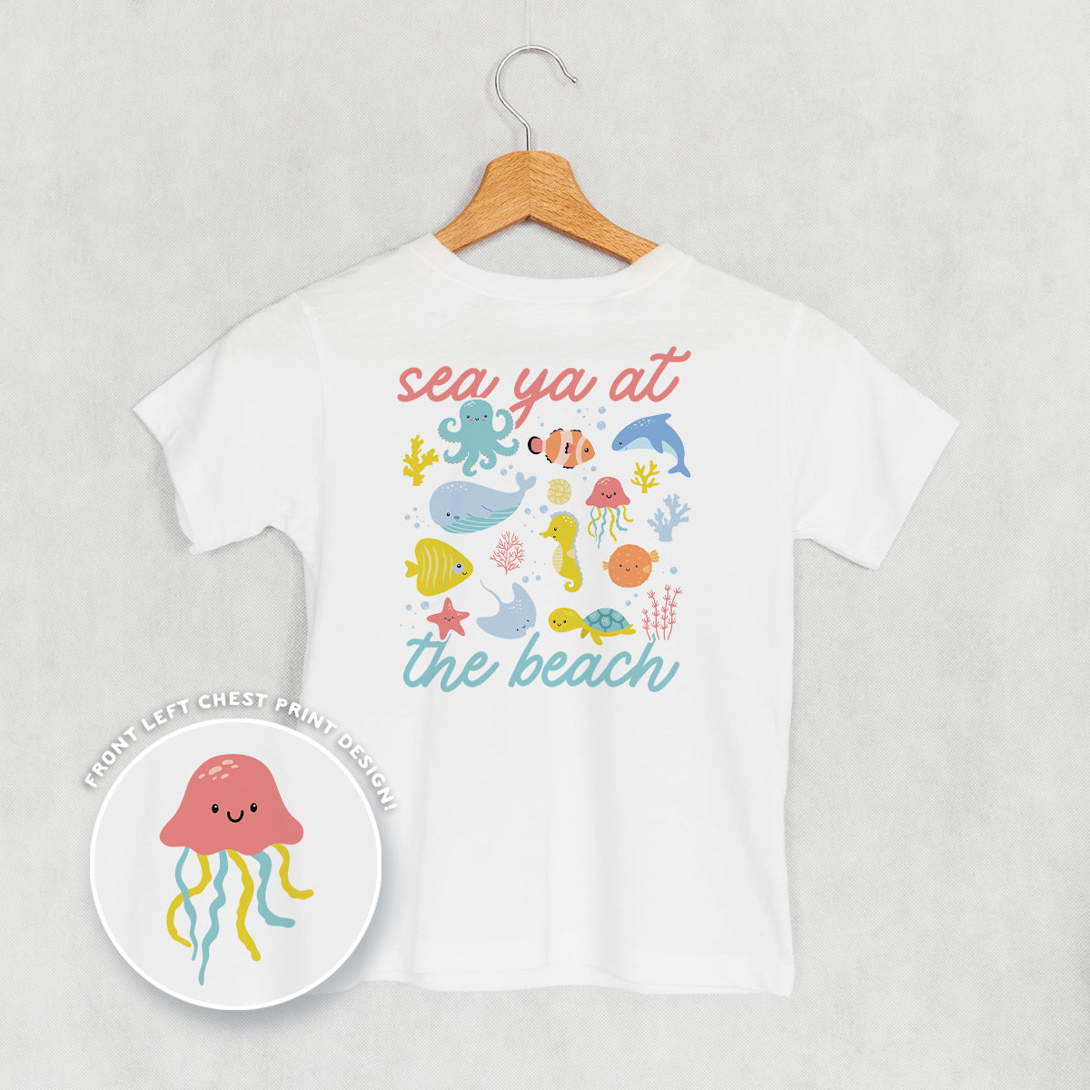 Sea Ya At The Beach Doodles (Kids Back Print)