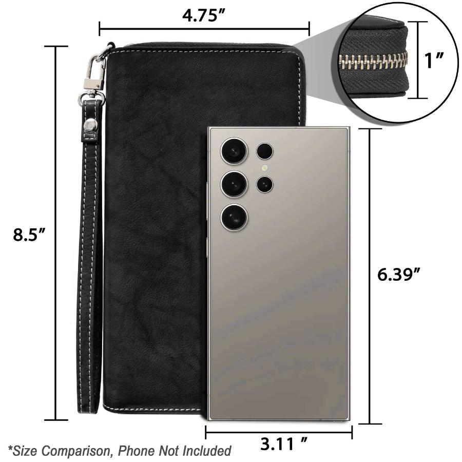 Women's RFID Blocking Zip-Around Clutch