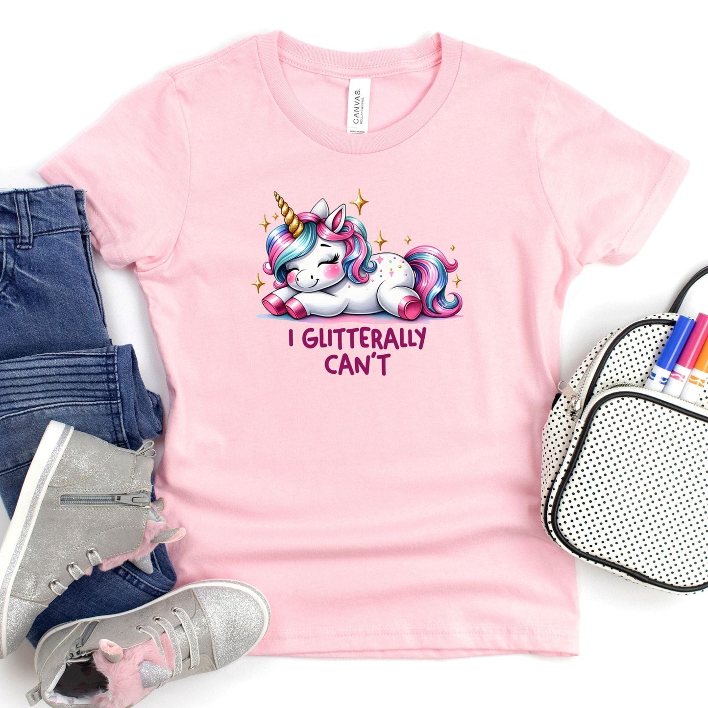 I Glitterally Can't Unicorn Kids T-Shirt