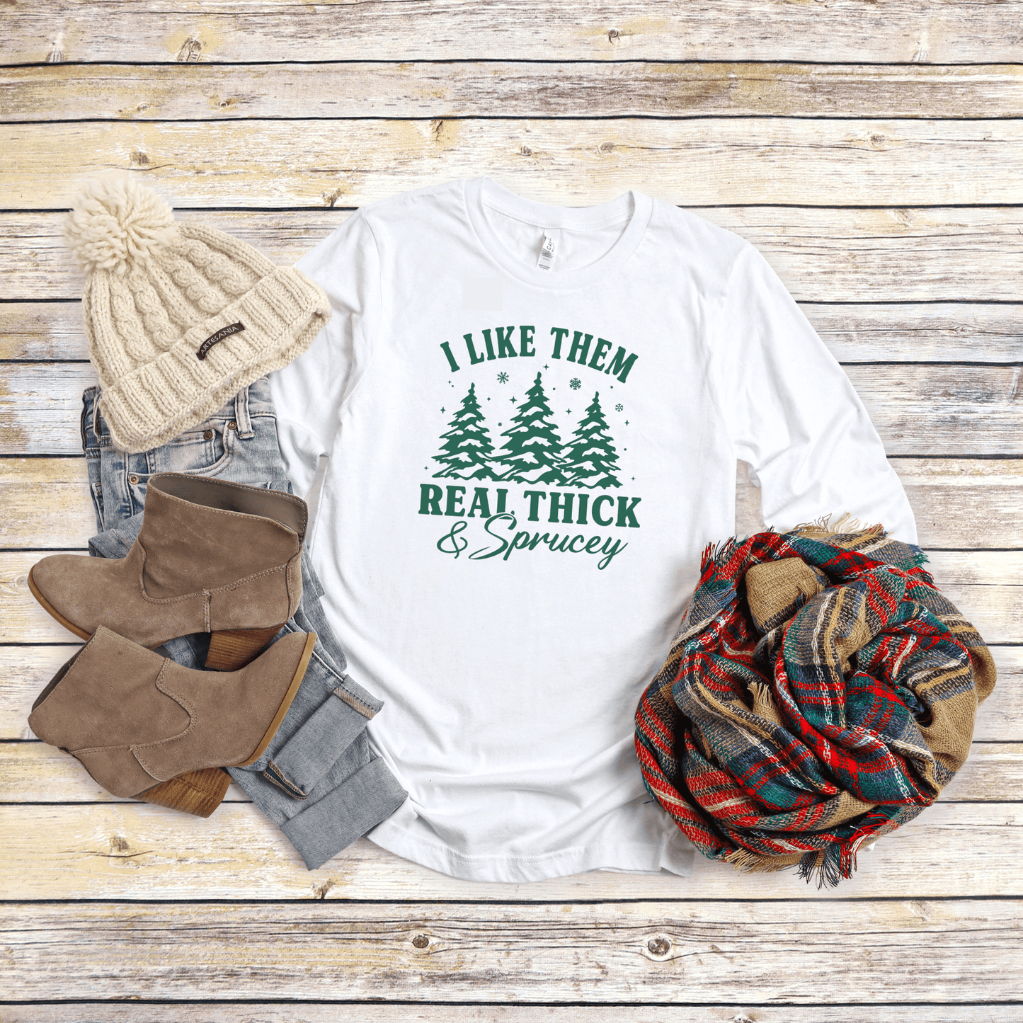 I Like Them Real Thick & Sprucey Christmas Tree T-Shirt