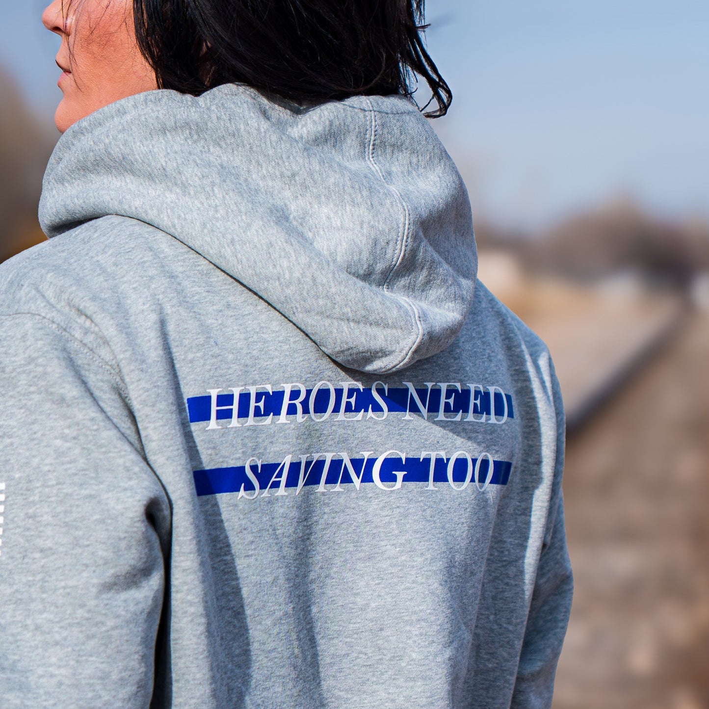 Stigma-Breaking Hoodie - Blue Line (Heather Grey)