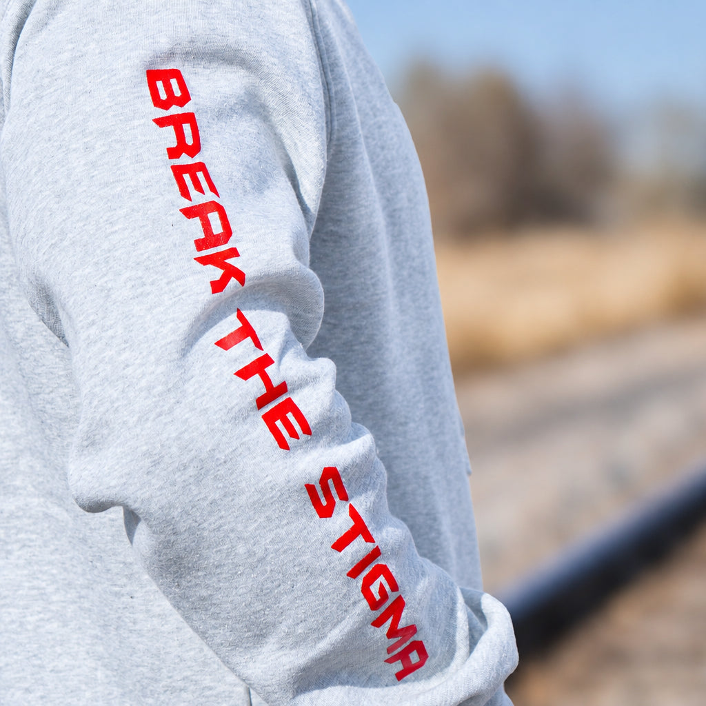 Stigma-Breaking Hoodie - Blue Line (Heather Grey)