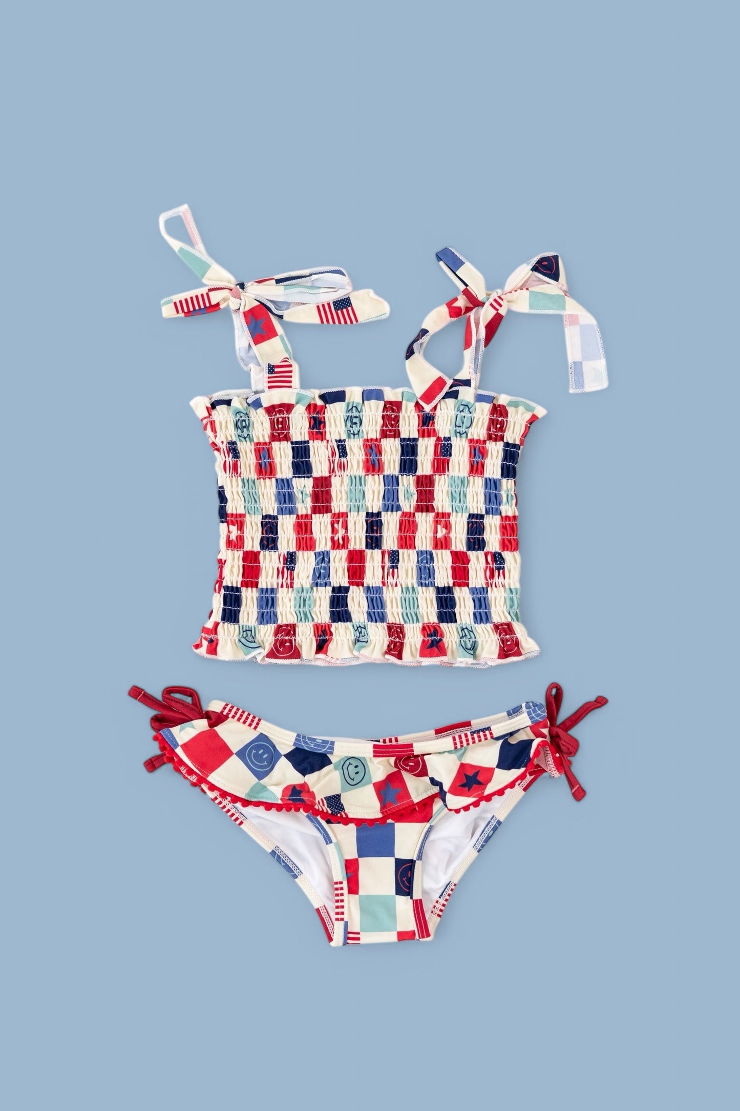 HOME OF THE FREE CHECKERS DREAM TANKINI TWO PIECE SWIM SUIT