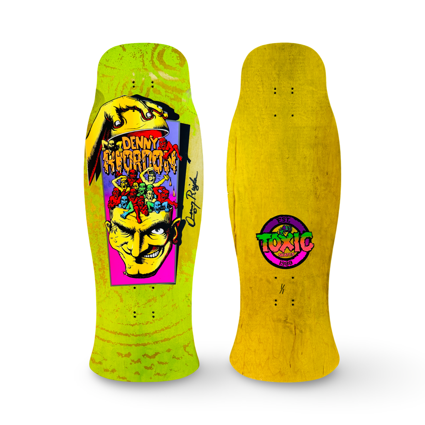 Denny Riordon Men-in-the-Head ONE OF A KIND 10.6”x32” HAND-PAINTED & AUTOGRAPHED Deck (1 of )