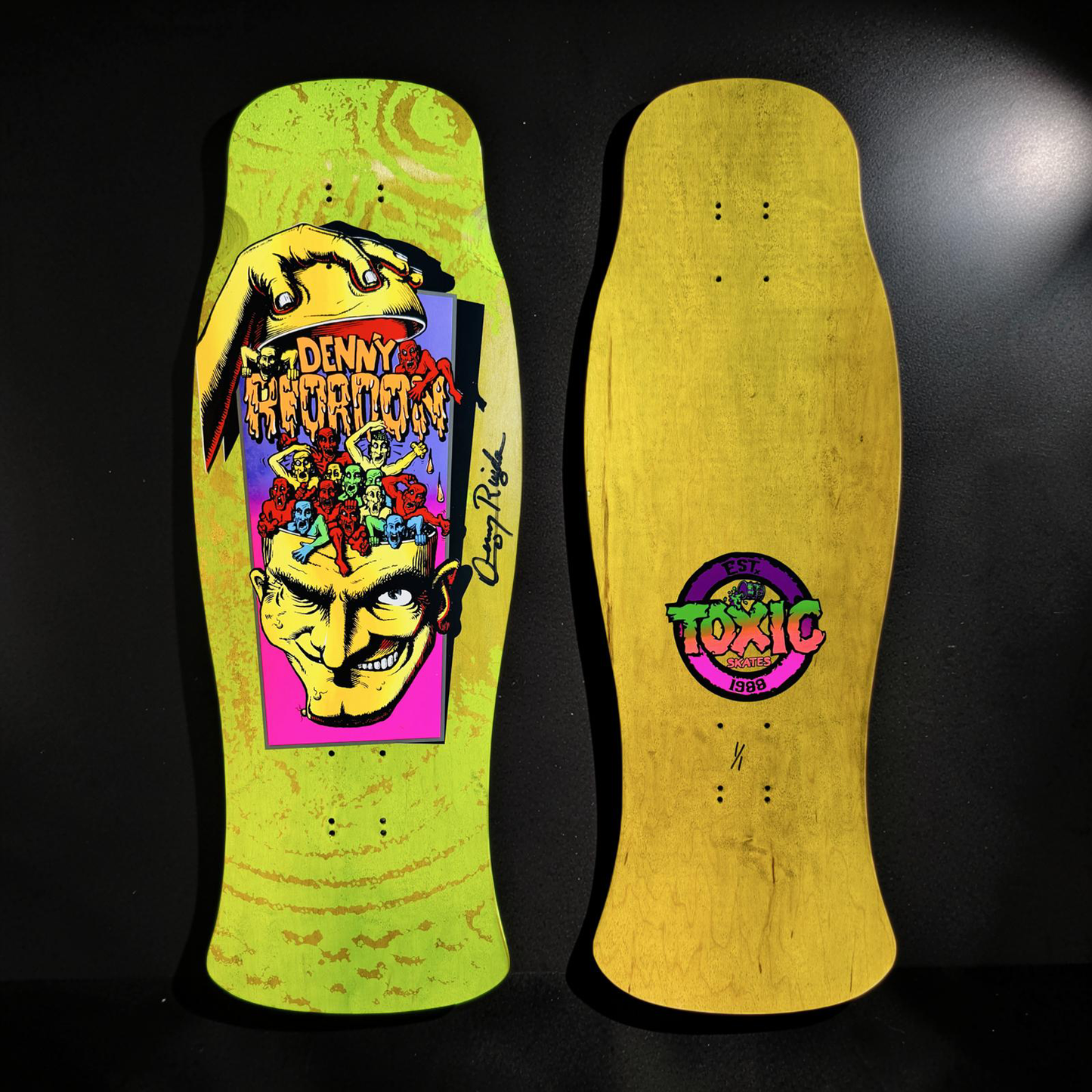 Denny Riordon Men-in-the-Head ONE OF A KIND 10.6”x32” HAND-PAINTED & AUTOGRAPHED Deck (1 of )