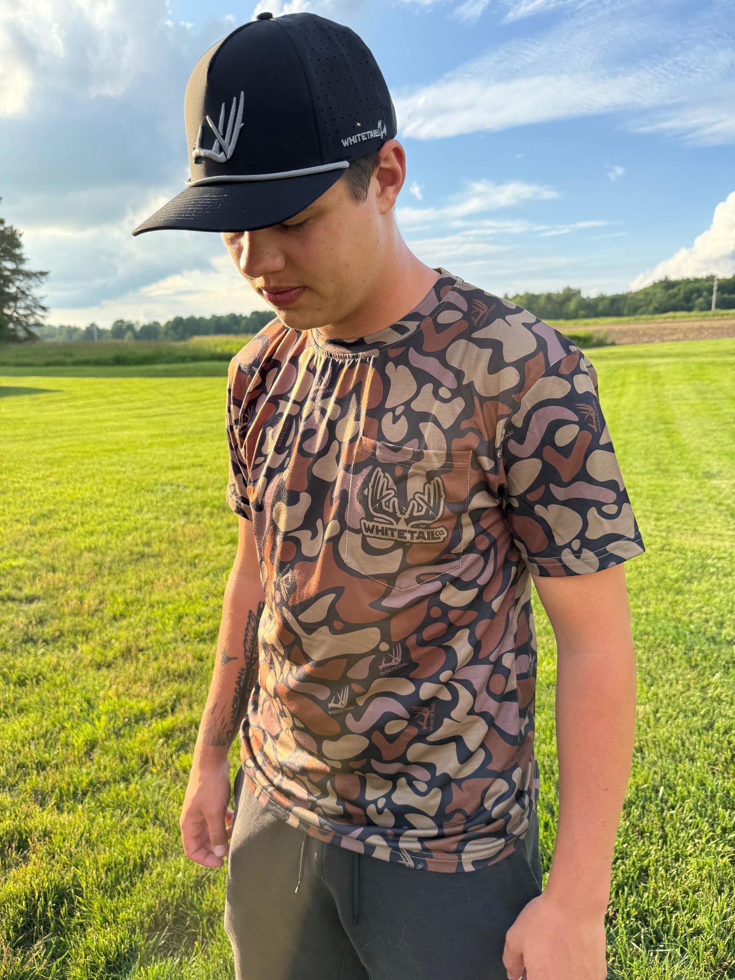 Whitetail Co. Old Dark Camo Faded Pocket Tee
