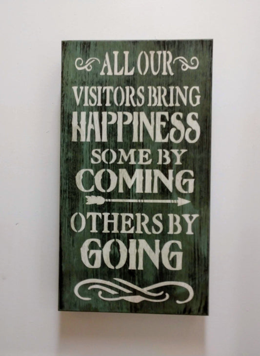 "VISITORS BRING HAPPINESS" MINI GUN CONCEALMENT WALL ART BOX