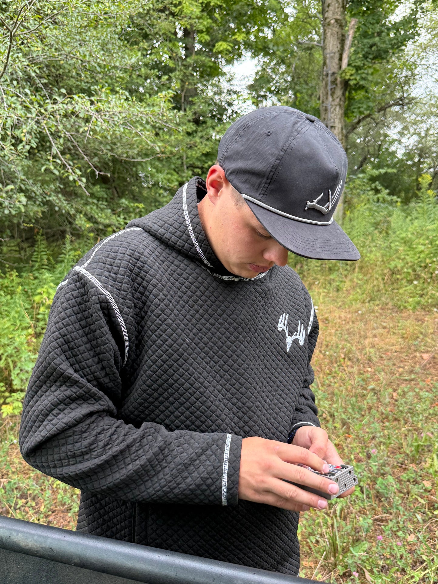 Whitetail Co. Rut Line Waffle Hoodie Black