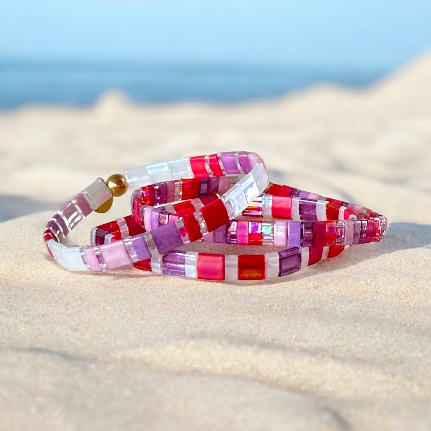 GIRLS NIGHT OUT - 3 Tila Bead Bracelet Stack