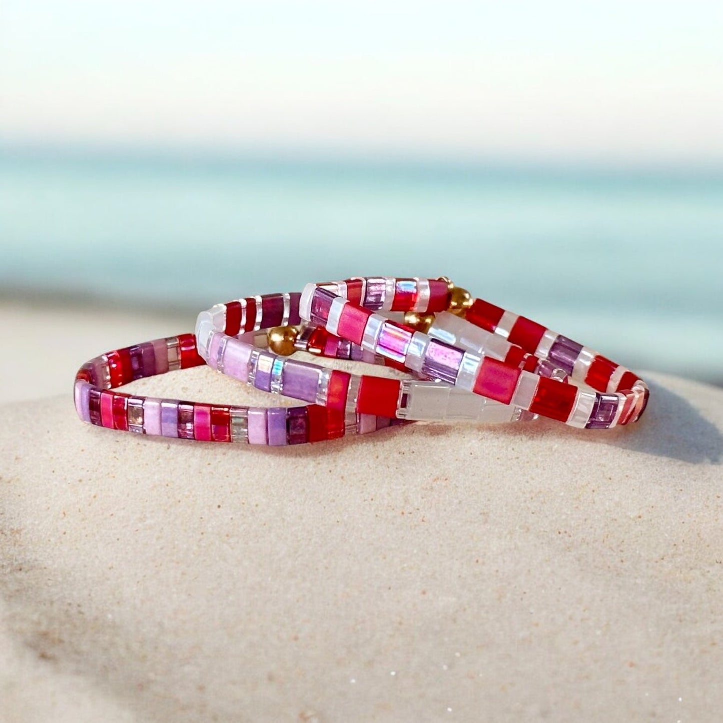 GIRLS NIGHT OUT - 3 Tila Bead Bracelet Stack