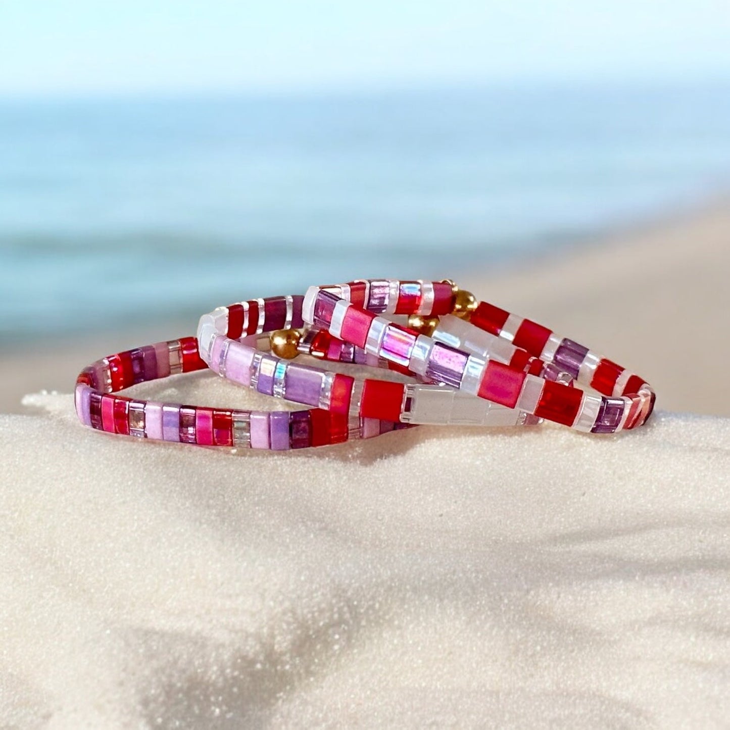 GIRLS NIGHT OUT - 3 Tila Bead Bracelet Stack