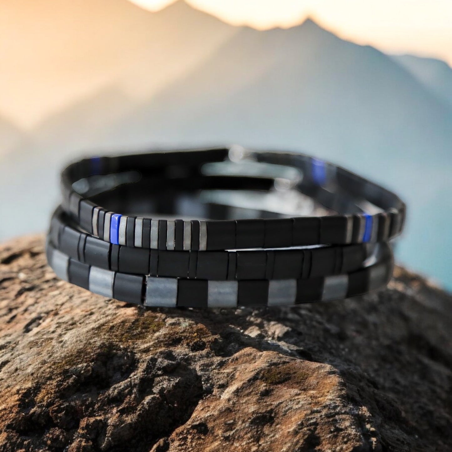 THIN BLUE LINE in Black - POLICE BRACELET