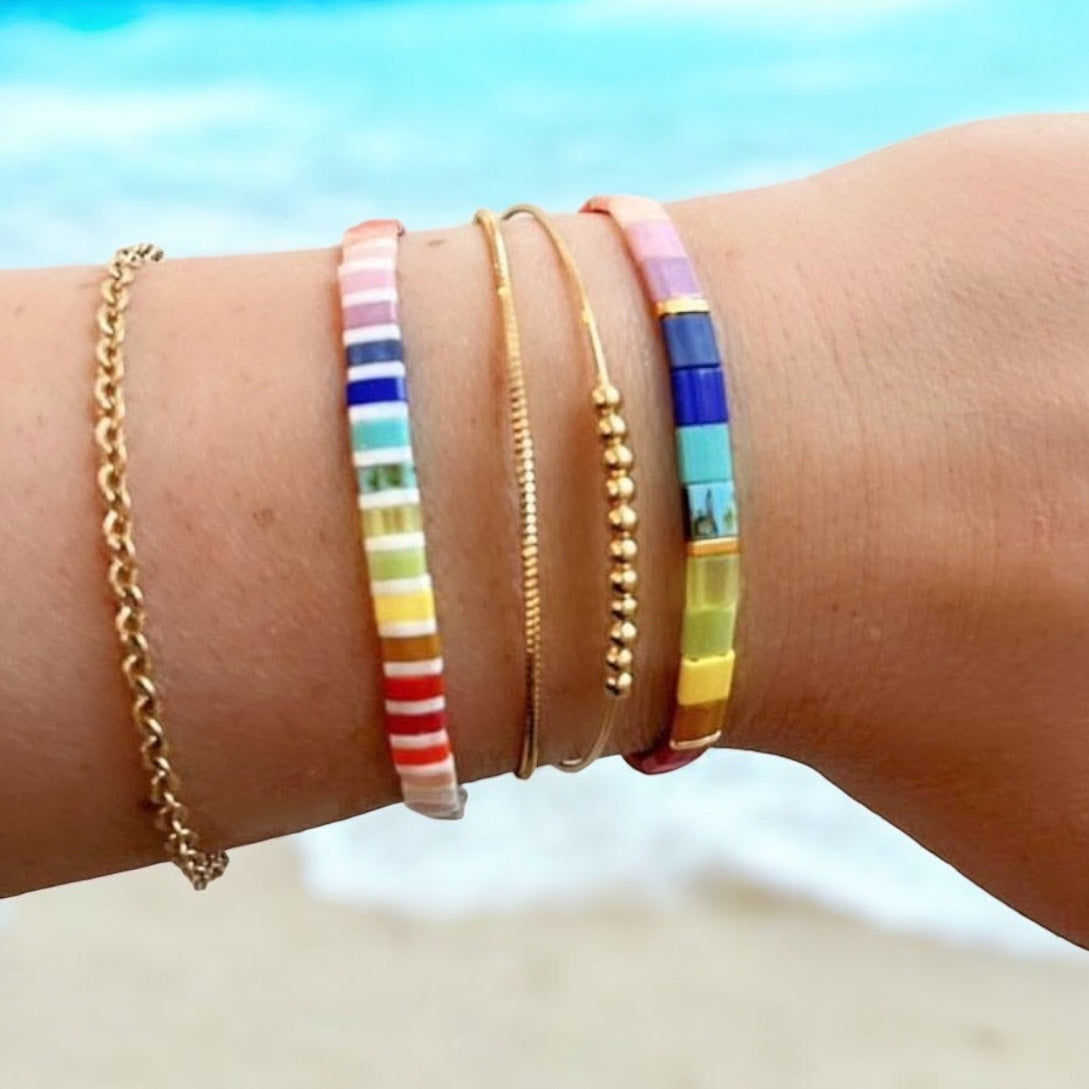 COLOR VIBE - Stack of 3 Tila Bead Bracelets