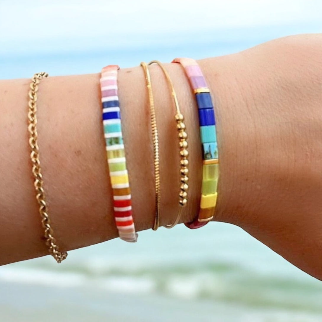 COLOR VIBE - Stack of 3 Tila Bead Bracelets