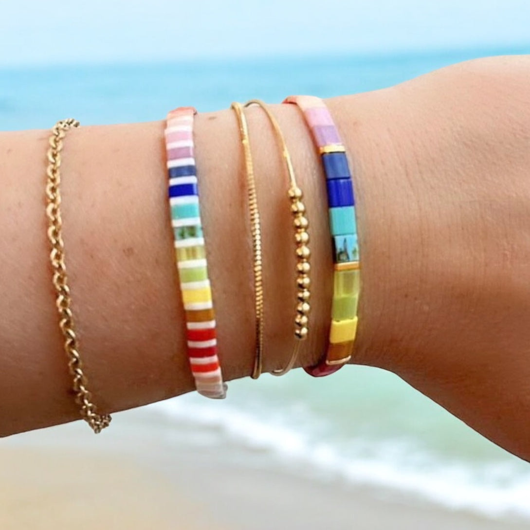 COLOR VIBE - Stack of 3 Tila Bead Bracelets