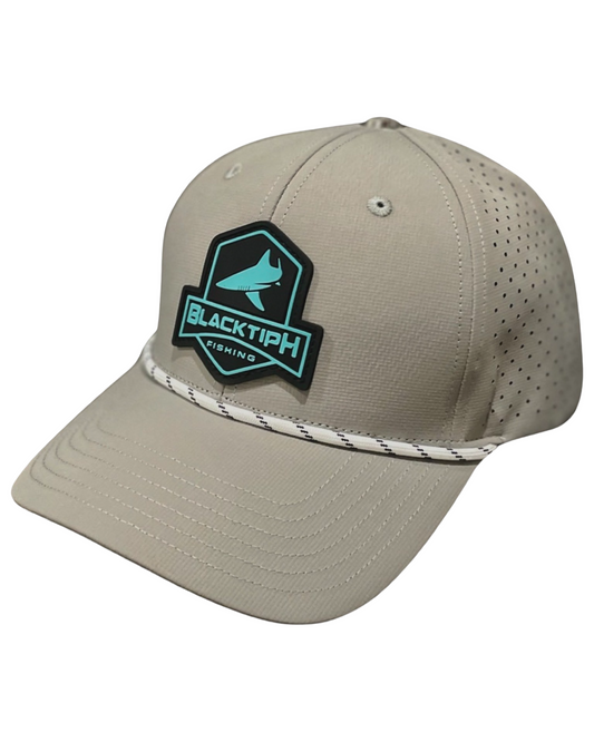 Grey Turquoise PVC Performance Snapback Hat