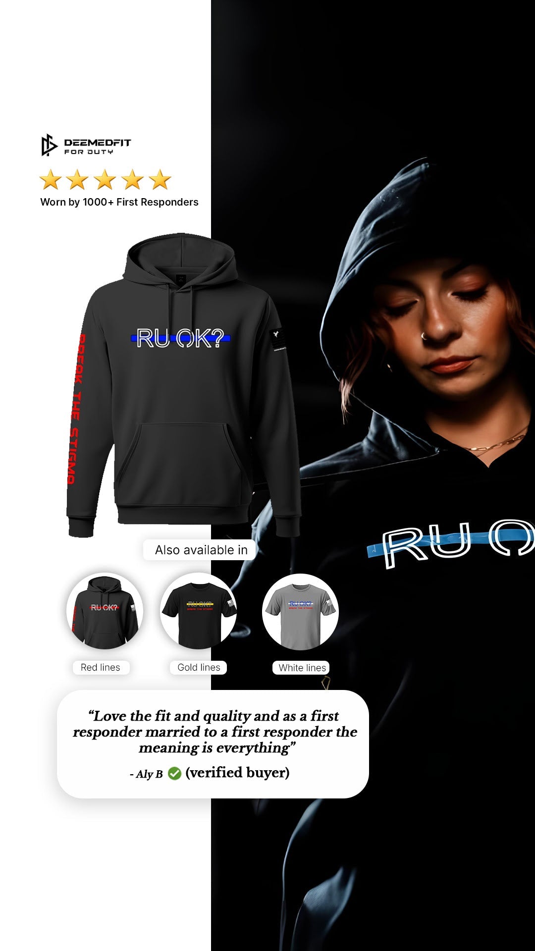 Stigma-Breaking Hoodie- Blue Line