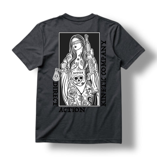 "BLIND JUSTICE" TEE (HEATHER CHARCOAL)