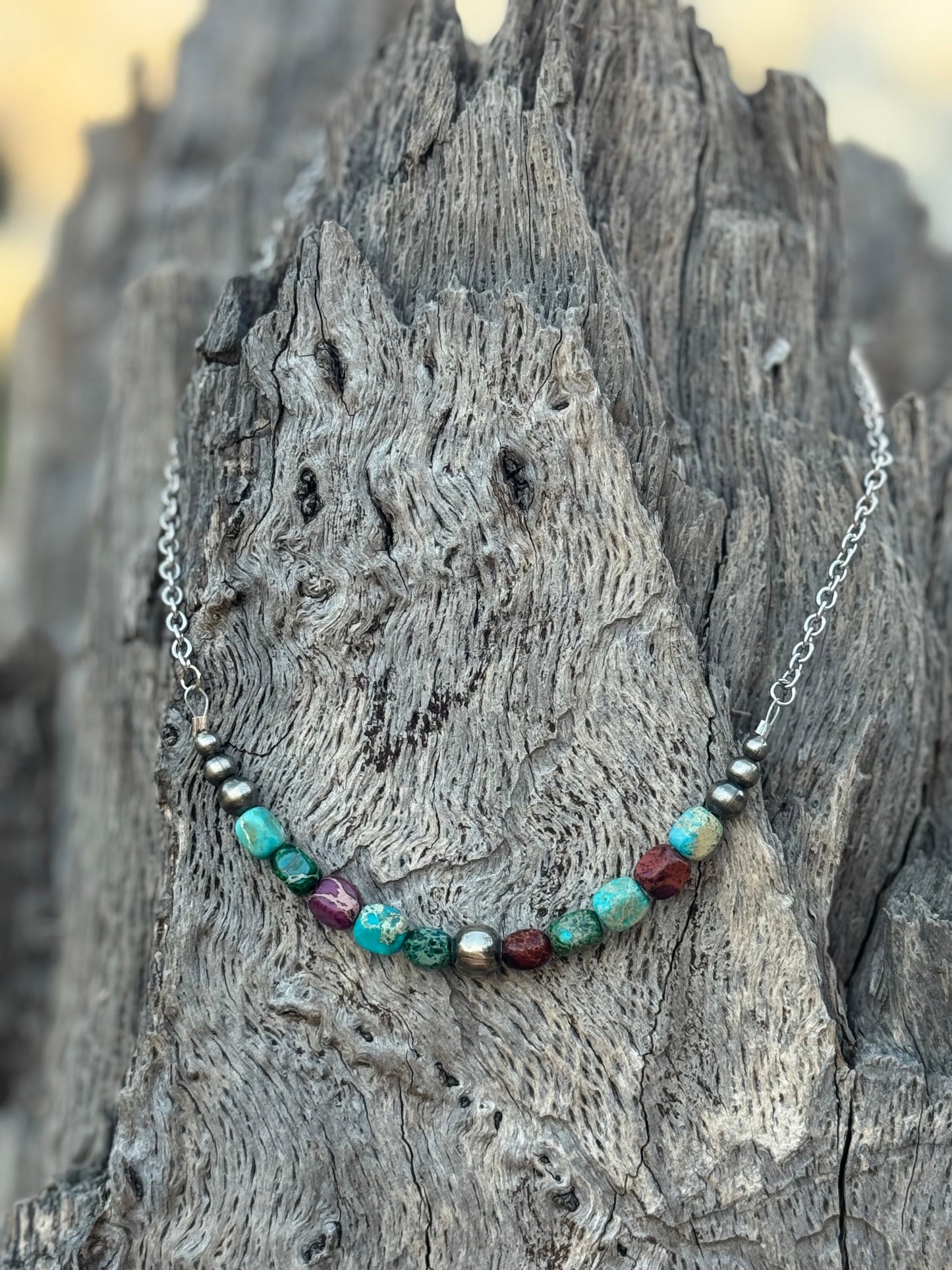 Sterling Silver Jasper Turquoise Necklace