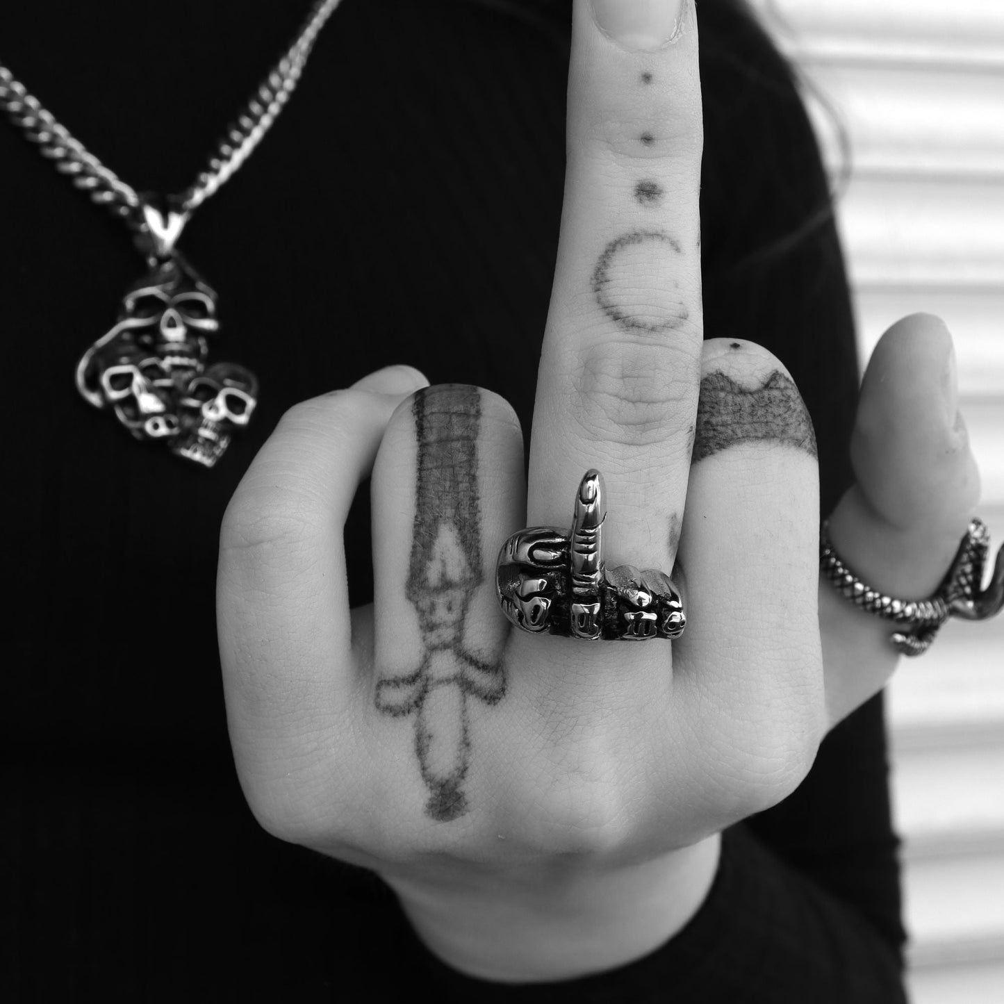 Stainless Steel Polished FTW Middle Finger Unisex Ring