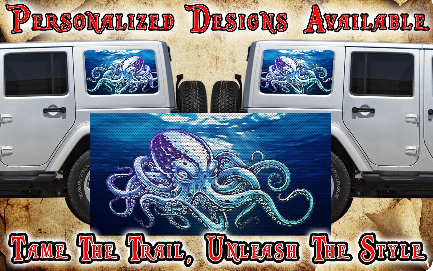 Octopus Rear quarter window see through graphic.