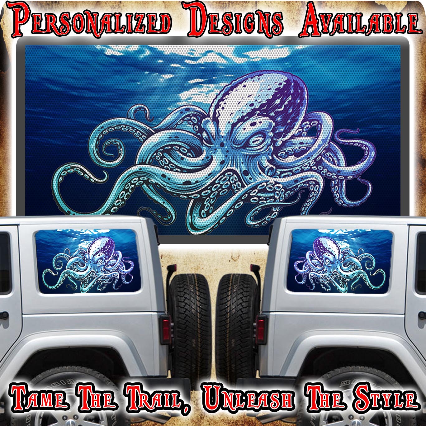 Octopus Rear quarter window see through graphic.