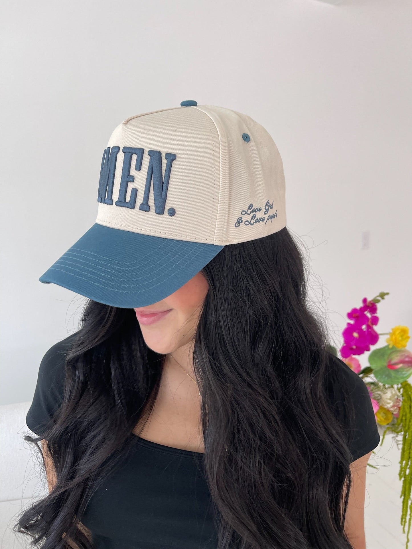 AMEN. - Slate Blue Vintage Trucker Hat