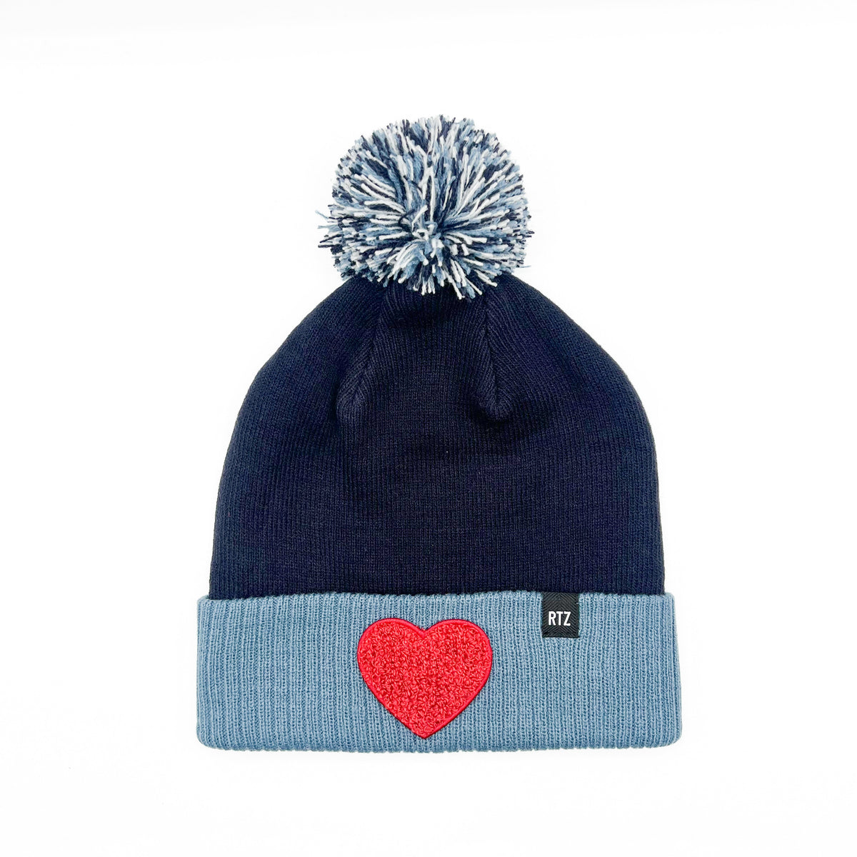 Terry Heart Patch Pom Pom Hat