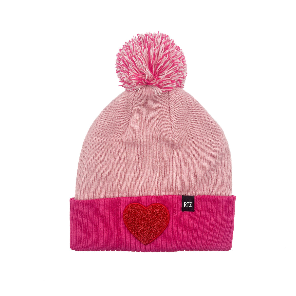 Terry Heart Patch Pom Pom Hat